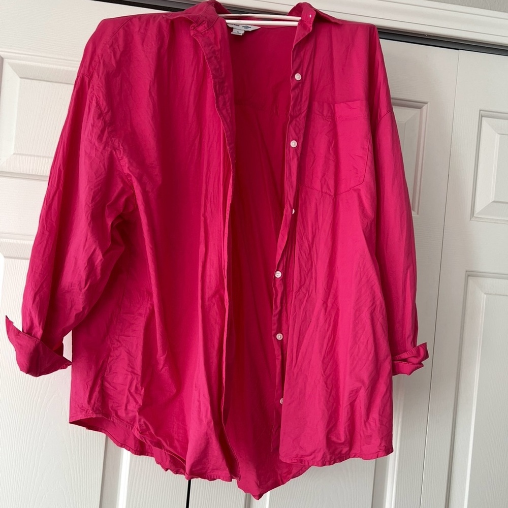 Old Navy Fuchsia Boyfriend Shirt